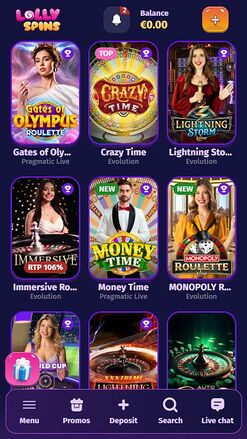 Lolly Spins Casino Mobile Live Dealer