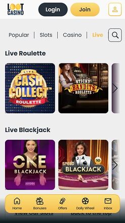 Loot Casino Mobile Live Dealer