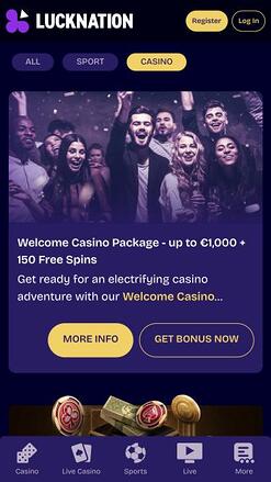 Luck Nation Casino promotions mobile page