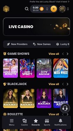 Lucky Block Casino Mobile Live Dealer