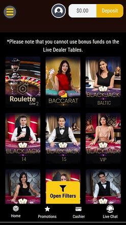 Lucky Creek Casino Mobile Live Dealer
