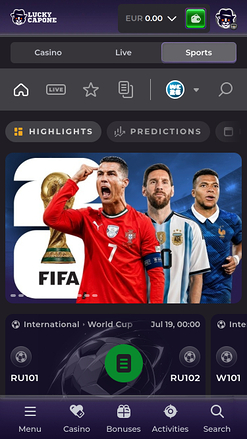 Lucky Capone Casino Mobile Sports