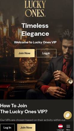 VIP mobile page screenshot of Lucky Ones Casino