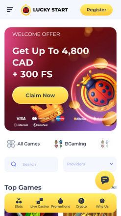 Luckystart Casino Mobile Homepage