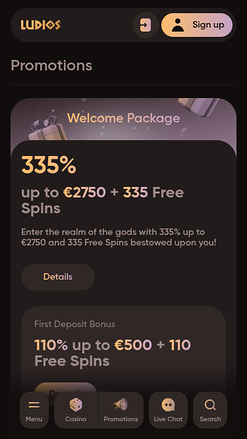 Promotions screenshot of Ludios Casino for Mobile