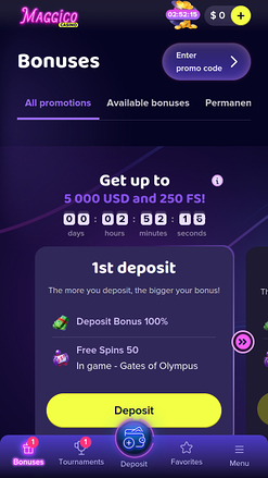 Maggico Casino Mobile Promotions