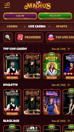 Magius Casino Mobile Live Dealer