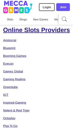Mecca Games Casino game developers mobile page