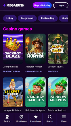 MegaRush Casino mobile Jackpot