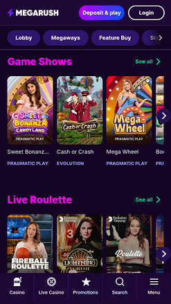 MegaRush Casino Mobile live dealer