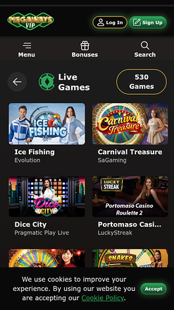 Megawaysvip Casino Mobile Live Dealer
