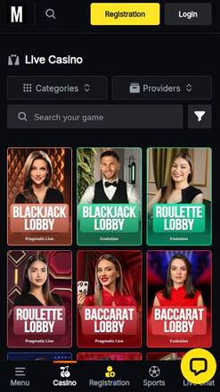 Menace Casino Live Dealer Mobile