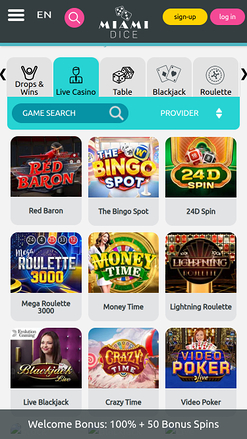 Miami Dice Casino Mobile Live Dealer