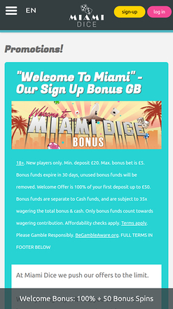 Miami Dice Casino Mobile Promotions