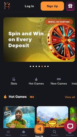 Minebit Casino Mobile Homepage