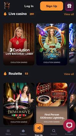 Minebit Casino Live Dealer Mobile
