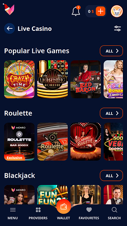Monro Casino Mobile Live Dealer