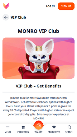 Monro Casino Mobile VIP Program