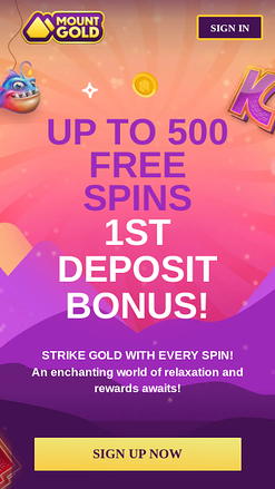 Mount Gold Casino Mobile Homepage