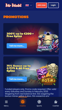 Mr Mobi Casino Mobile Promotions