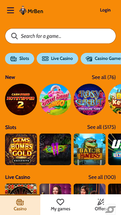 Games screenshot of MrBen Casino for Mobile