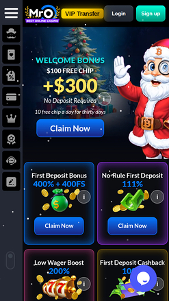 MrO Casino Mobile Homepage