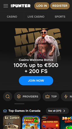 MrPunter Casino Mobile Homepage