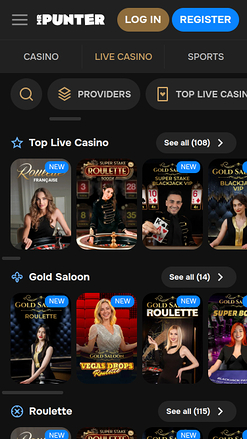MrPunter Casino Mobile Live dealer