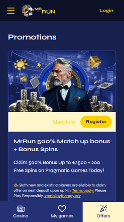 Promotions screenshot of MrRun Casino for Mobile