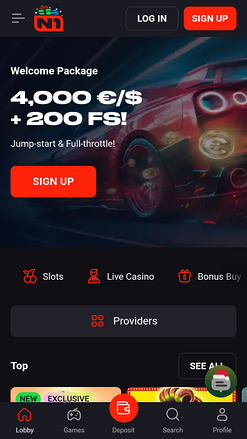 N1 Casino Mobile Homepage