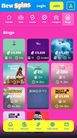 New Spins Casino Mobile Bingo