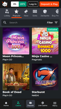 Ninja Casino Mobile Games