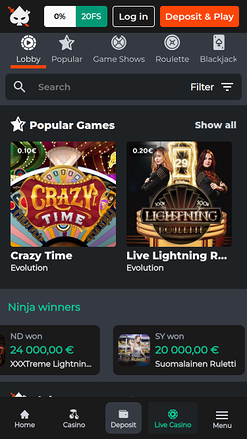 Ninja Casino Mobile Live dealer