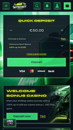 Nitrobet Casino Mobile Homepage