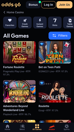 Odds96 Casino Mobile live dealer
