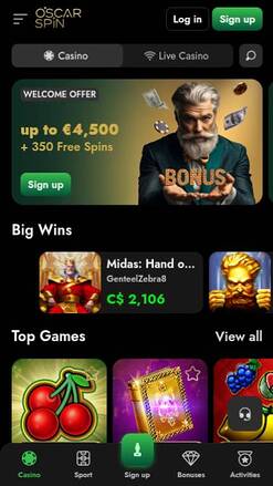 Games mobile screenshot of Oscarspin Casino 