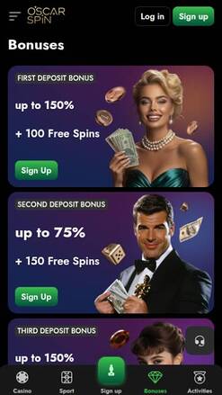 Promotions mobile screenshot of Oscarspin Casino 