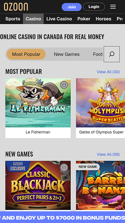 Ozoon Casino Mobile Games