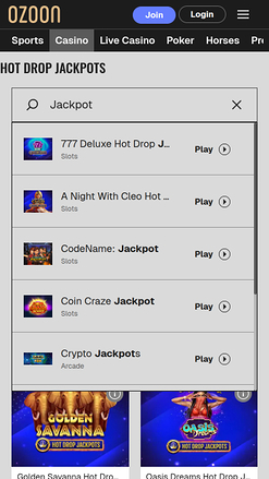 Ozoon Casino Mobile Jackpot