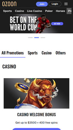 Ozoon Casino Mobile Promotions