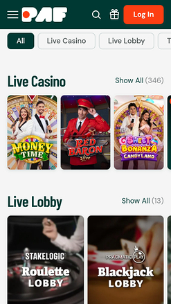 Paf Casino Mobile Live Dealer