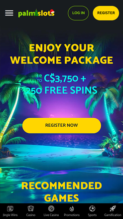 Palmslots Casino Mobile Homepage