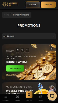 PantherBet Casino Mobile Promotions