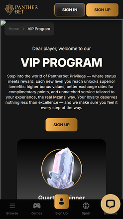 PantherBet Casino Mobile VIP