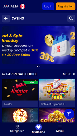 PariPesa Casino Mobile Homepage