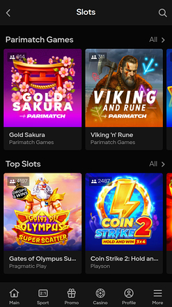 Parimatch Casino Mobile Games