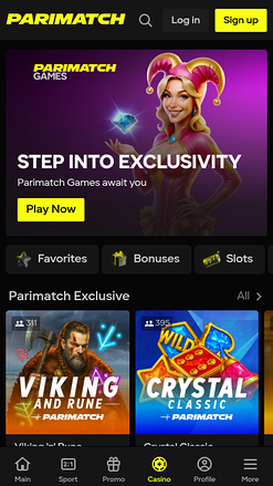 Parimatch Casino Mobile Homepage