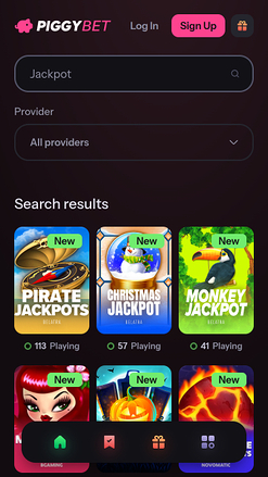 PiggyBet Casino Mobile Jackpot