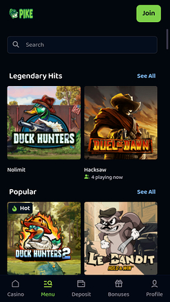 Pike Casino Mobile Games