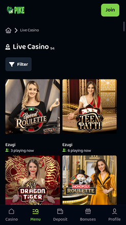 Pike Casino Mobile Live Dealer